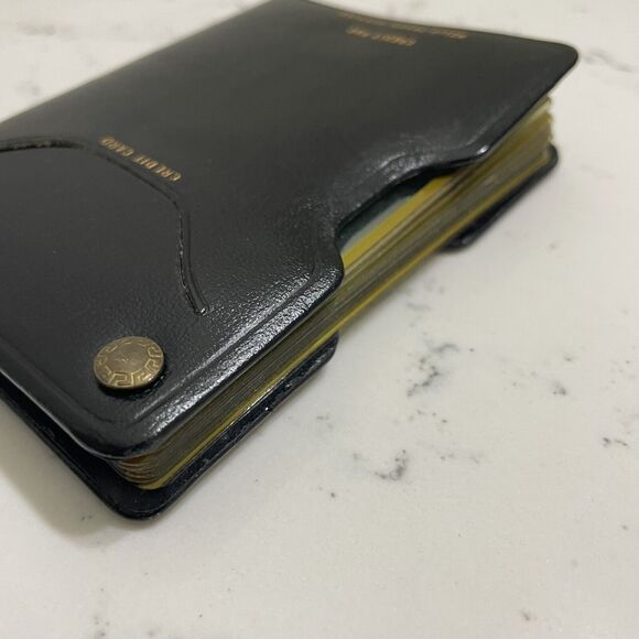 Bosca Credit Card Holder Black Leather Flip Pac Vintage New Wallet ID Folio rare - Picture 1 of 6